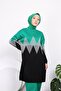 Women's Modest Self Patterned Side Slip Silvery Knitting Tunic - 2