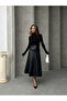 Leather Belted Skirt - Black |   F1810 - 2