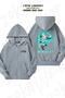 Oversize Hatsune Miku V2 Back Printed Zippered Hooded Gray Cardigan (2 Thread)