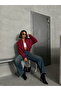 Burgundy F Suede Coat |   F1809 - Claret Red - 2