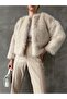 Stone Faux Fur Jacket |   F1615 - 4