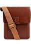Aiden Genuine Leather & Canvas Mini Crossbody Messenger Bag Tan