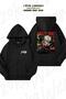 Oversize My Hero Academia Katsuki Bakugo4 Back Printed Zippered Hooded Black Cardigan (2 Yarns)