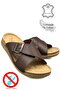 Cross Band Buckle Double Band Light Sole Faux Leather Men's Slippers 521 Brown - 3