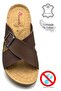 Cross Band Buckle Double Band Light Sole Faux Leather Men's Slippers 521 Brown - 2