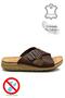Cross Band Buckle Double Band Light Sole Faux Leather Men's Slippers 521 Brown - 5