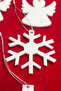 6-piece white felt christmas tree ornament - snowman, snowflake, angel figures, silver thread - 5