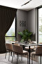 Linen Series Dark Brown Close Pleat (1x3) Single Wing Background Curtain