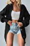 Women's Braided V-Neck Black Knitwear Cardigan - 4