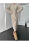 Crew Neck Knitted Pattern Long Knitwear Dress - 4