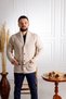 Beige Cardigan with Interview Wraps Shawl Collar Buttons Pockets - 5