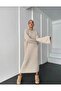 Crew Neck Knitted Pattern Long Knitwear Dress - 3