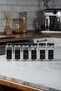 Black Glass Spice Rack Set of 6 - Spice Rack Glass Set with Labels and Lid - Mh00Syh06 - 6
