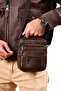 Men's Brown Steel Case Genuine Leather Hand and Shoulder Bag (Small Size) - 3