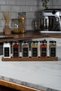 Mienda Home 6-Piece Glass Spice Rack Set with Black Lid-Label Wooden Stand Spice Rack Set-Mh01Syh06 - 5
