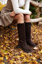 Zelly Women's Coffee Real Leather Suede Eva Sole Boots - 6