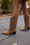 Peggy Women's Nude Real Suede Pin Western Boots - 8