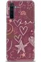 Realme 6 Pro Case Hd Printed Case - Notes & Hearts Maroon + Full Screen Protector