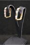 Women's Gold Color Square Earrings - 2