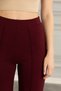 Women's Burgundy Loose Fit Striped Spanish Flare Modal Fabric High Waist Lycra Gathering Trousers Leggings - 7