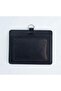 Leather Horizontal Black Card Case Name Badge Protector - 2