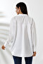 Oversize Micro Satin Draped White Women's Shirt - 7