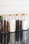 4-Piece Wooden Vacuum Lid Tea Sugar Coffee Salt Glass Storage Container Transparent Jar with Labels 1300 ml