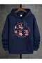 Floral Branch Print 2 Thread Raster Hooded Pocket Sweatshirt