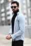 Men's slim fit light blue john borners printed snap button shirt - no pockets - 16807 - 8