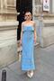 Blue Hanging Neck Detail Openwork Knitted Women's Knitwear Midi Dress - 3