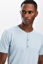 Baby Blue Knitwear Buttoned Crew Neck T-Shirt - 2