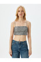 Sequin Sequined Rope Strap Crop Square Neck Evening Dress Blouse - 3