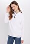 Unisex Standard Fit Anti-Pilling Non-Pilling Cold-Proof Ecru Stand-Up Collar Fleece Sweatshirt - 4