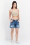 Women Ripped Denim Shorts, Wash Blue - 2