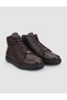 100% Genuine Leather Brown Sheepskin Zippered Lace up Men's Boots - 3