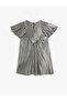 Bow Shiny Dress Round Neck Short Sleeve - 2