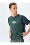 Crew Neck Short Sleeve Color Blocked Slogan Printed Oversize Sports T-Shirt