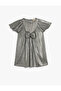 Bow Shiny Dress Round Neck Short Sleeve