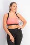 Women Printed Padded Sports Bra, Ignite Pink and Black