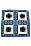 وشاح أزرق ساتان منقوش بالزهور متعدد القطع - 90x90 - 5