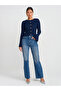 60246 Crew Neck Button Spanish Sleeve Knitwear Cardigan-Navy - 3