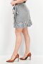 Women Checkered Ruffle Mini Skirt, Black - 3