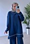 Piping Detail Mercerized Hijab Double Set - Petrol - 2