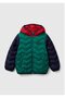Boy's Pine Green Mix Left Chest Logo Embroidered Hooded High Collar m