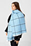 Square patterned scarf shoulder shawl 70x180 cm 1210 blue - 2