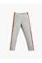 Stripe Detailed Leggings with Elastic Waist