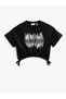 Crop T-Shirt Slim Fit Short Sleeve Bright Printed Cotton