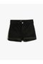 Basic Denim Shorts Cotton Pocket Curved Legs Adjustable Elastic Waist