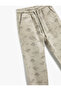 Jogger Pants with Tie Waist Pockets and Dinosaur Pattern - 3
