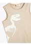 Undershirt Dinosaur Printed Sleeveless Crew Neck Cotton - 3